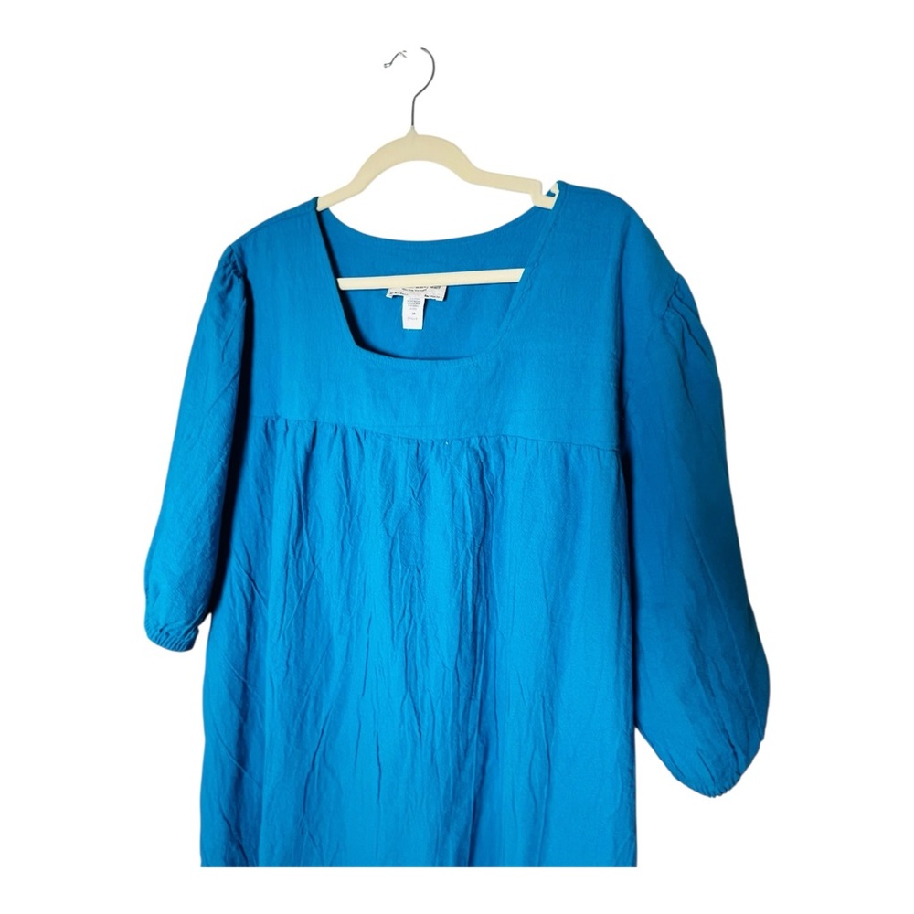 The Vermont Country Store Turquoise Mumu Women's Dress Sz. 3X Cottage Pockets - Picture 3 of 7